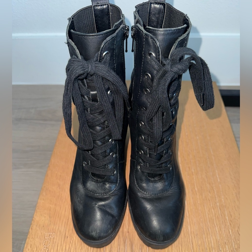 Steve Madden Black Lace-Up Platform Boots - Picture 2 of 5